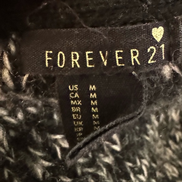 FOREVER 21 MID-THIGH LENGTH BLACK AND WHITE MARLED COZY POCKET HAVING CARDIGAN🖤 - Picture 6 of 6